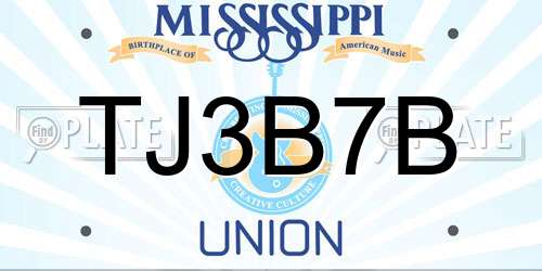 TJ3B7B Mississippi License Plate