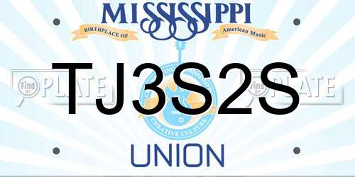 TJ3S2S Mississippi License Plate