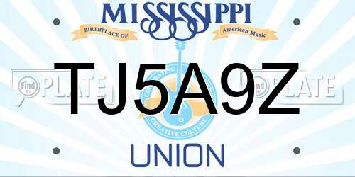 TJ5A9Z Mississippi License Plate