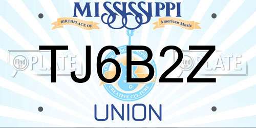 TJ6B2Z Mississippi License Plate