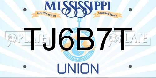 TJ6B7T Mississippi License Plate
