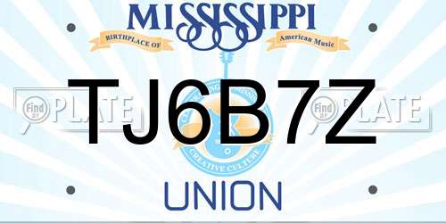 TJ6B7Z Mississippi License Plate