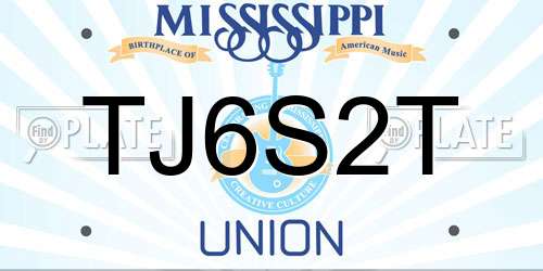 TJ6S2T Mississippi License Plate