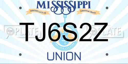 TJ6S2Z Mississippi License Plate
