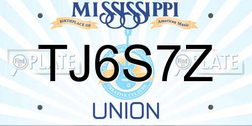 TJ6S7Z Mississippi License Plate
