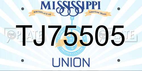 TJ75505 Mississippi License Plate