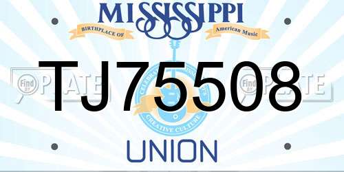 TJ75508 Mississippi License Plate