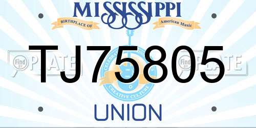 TJ75805 Mississippi License Plate