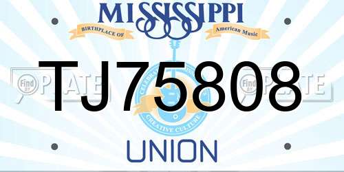 TJ75808 Mississippi License Plate