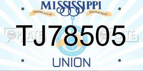 TJ78505 Mississippi License Plate