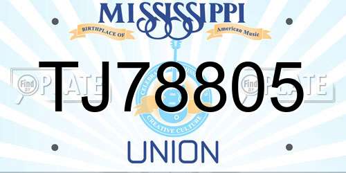 TJ78805 Mississippi License Plate