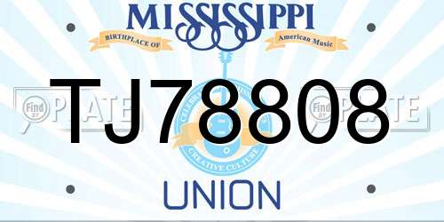 TJ78808 Mississippi License Plate