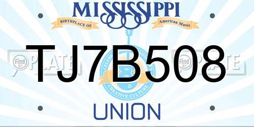 TJ7B508 Mississippi License Plate