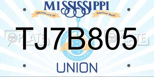 TJ7B805 Mississippi License Plate