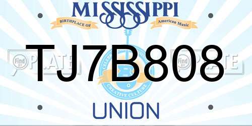 TJ7B808 Mississippi License Plate