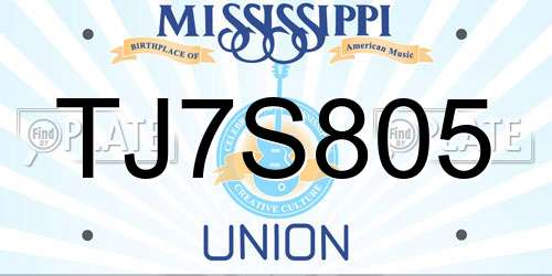 TJ7S805 Mississippi License Plate