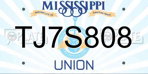 TJ7S808 Mississippi License Plate
