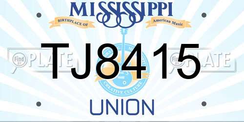 TJ8415 Mississippi License Plate