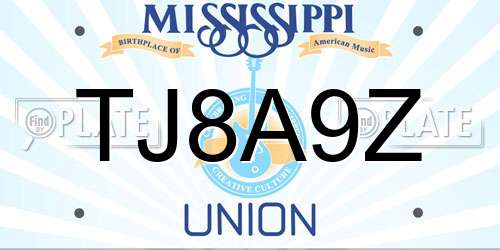 TJ8A9Z Mississippi License Plate