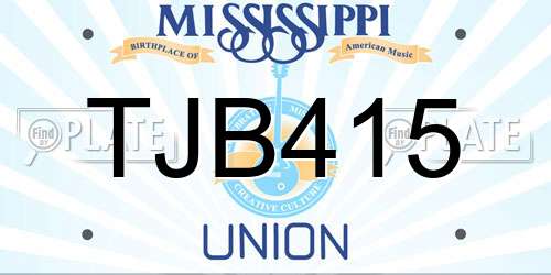 TJB415 Mississippi License Plate