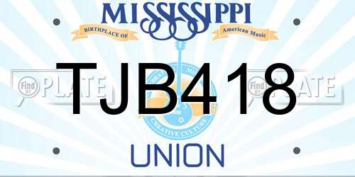 TJB418 Mississippi License Plate