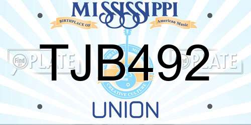 TJB492 Mississippi License Plate