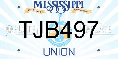 TJB497 Mississippi License Plate