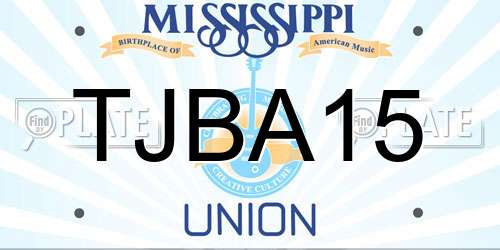 TJBA15 Mississippi License Plate