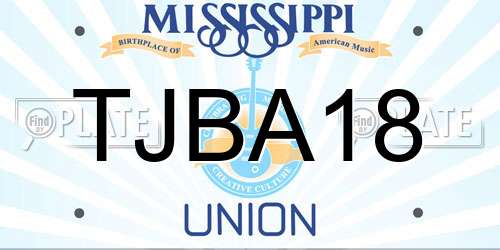 TJBA18 Mississippi License Plate