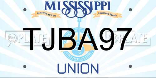 TJBA97 Mississippi License Plate