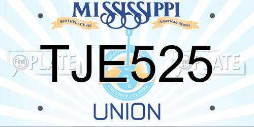 TJE525 Mississippi License Plate