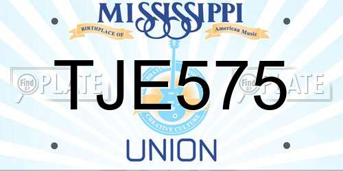TJE575 Mississippi License Plate