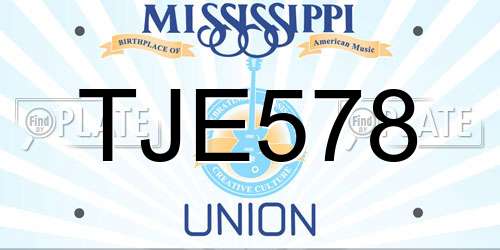 TJE578 Mississippi License Plate