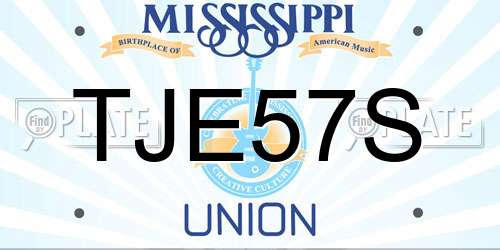 TJE57S Mississippi License Plate