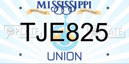 TJE825 Mississippi License Plate