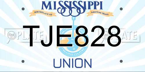 TJE828 Mississippi License Plate