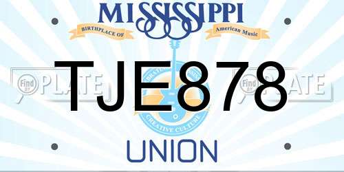 TJE878 Mississippi License Plate