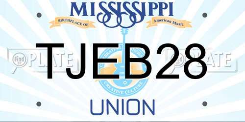 TJEB28 Mississippi License Plate