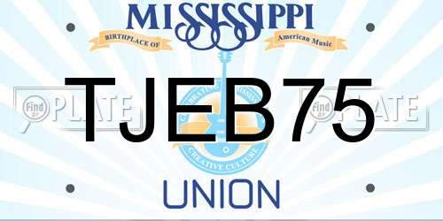 TJEB75 Mississippi License Plate