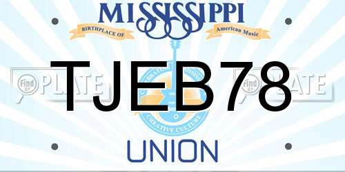 TJEB78 Mississippi License Plate