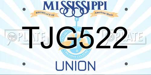 TJG522 Mississippi License Plate