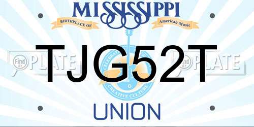 TJG52T Mississippi License Plate