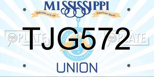 TJG572 Mississippi License Plate