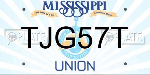 TJG57T Mississippi License Plate