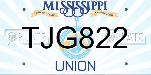 TJG822 Mississippi License Plate