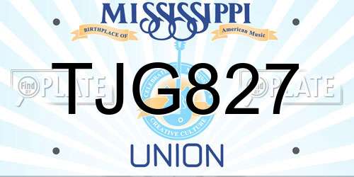 TJG827 Mississippi License Plate