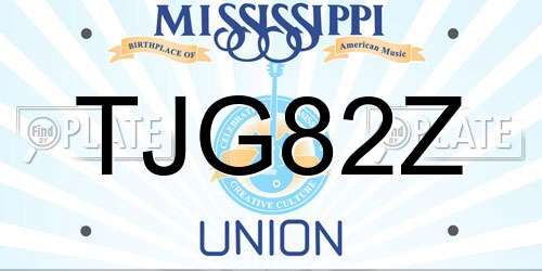 TJG82Z Mississippi License Plate