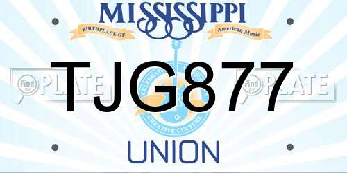 TJG877 Mississippi License Plate