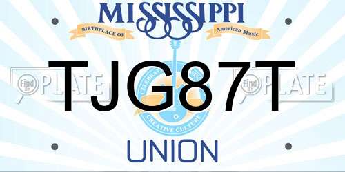 TJG87T Mississippi License Plate