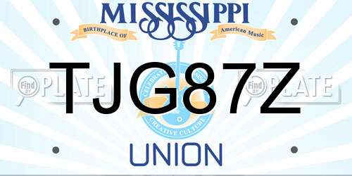 TJG87Z Mississippi License Plate